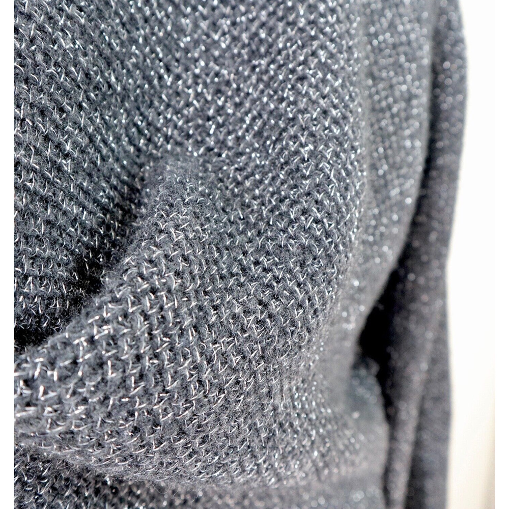 Victoria's Secret Size M Shimmer Knit Open Front Cardigan Black Silver - Picture 8 of 11